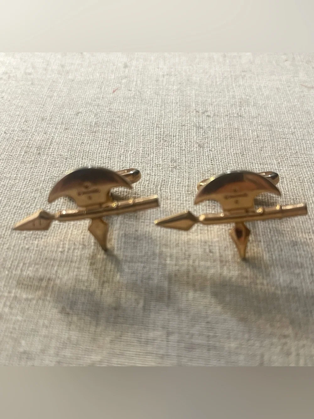 Gold Tone Spear & Helmet Cufflinks - Men's Accessories